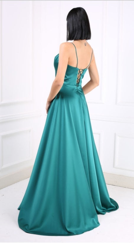 Gul Dress Green Satin